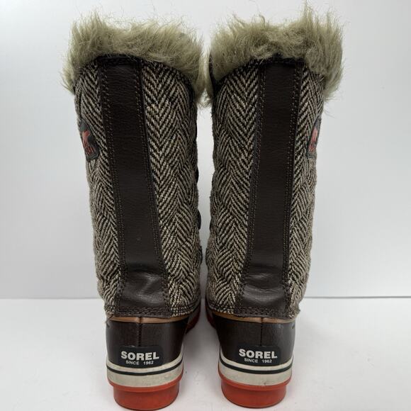 Sorel Tofino Tall Winter Boots Waterproof Size 8 Herringbone Quilted Lace Up - Picture 3 of 11